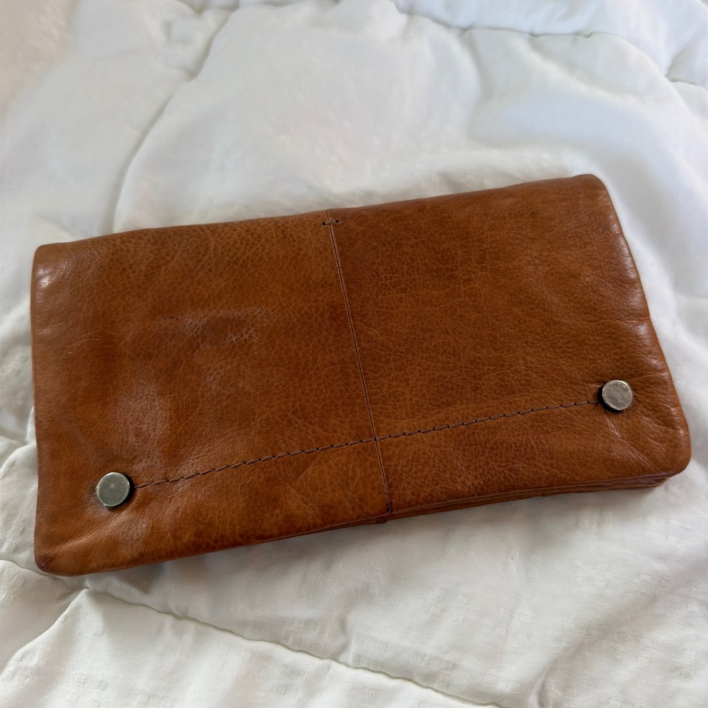 latico Brown Leather Fold-Over Clutch Wallet
